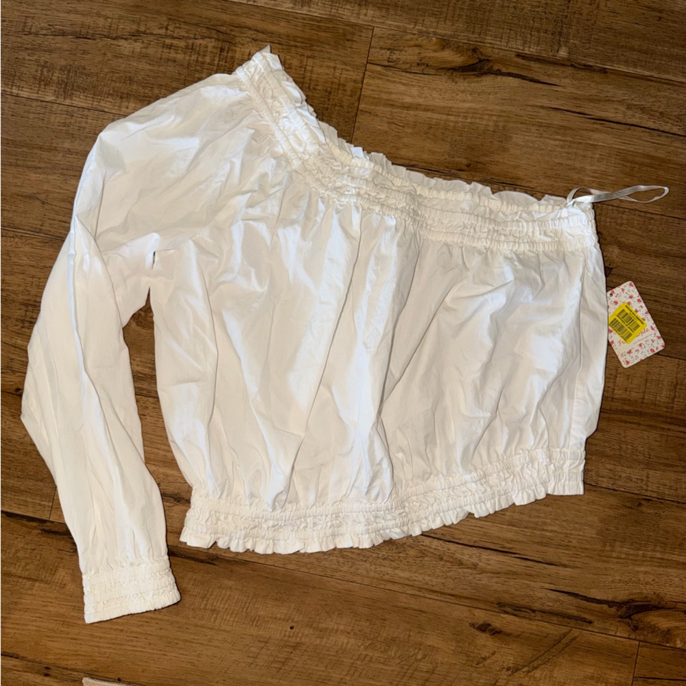 Free People White Off-Shoulder Smocked Blouse